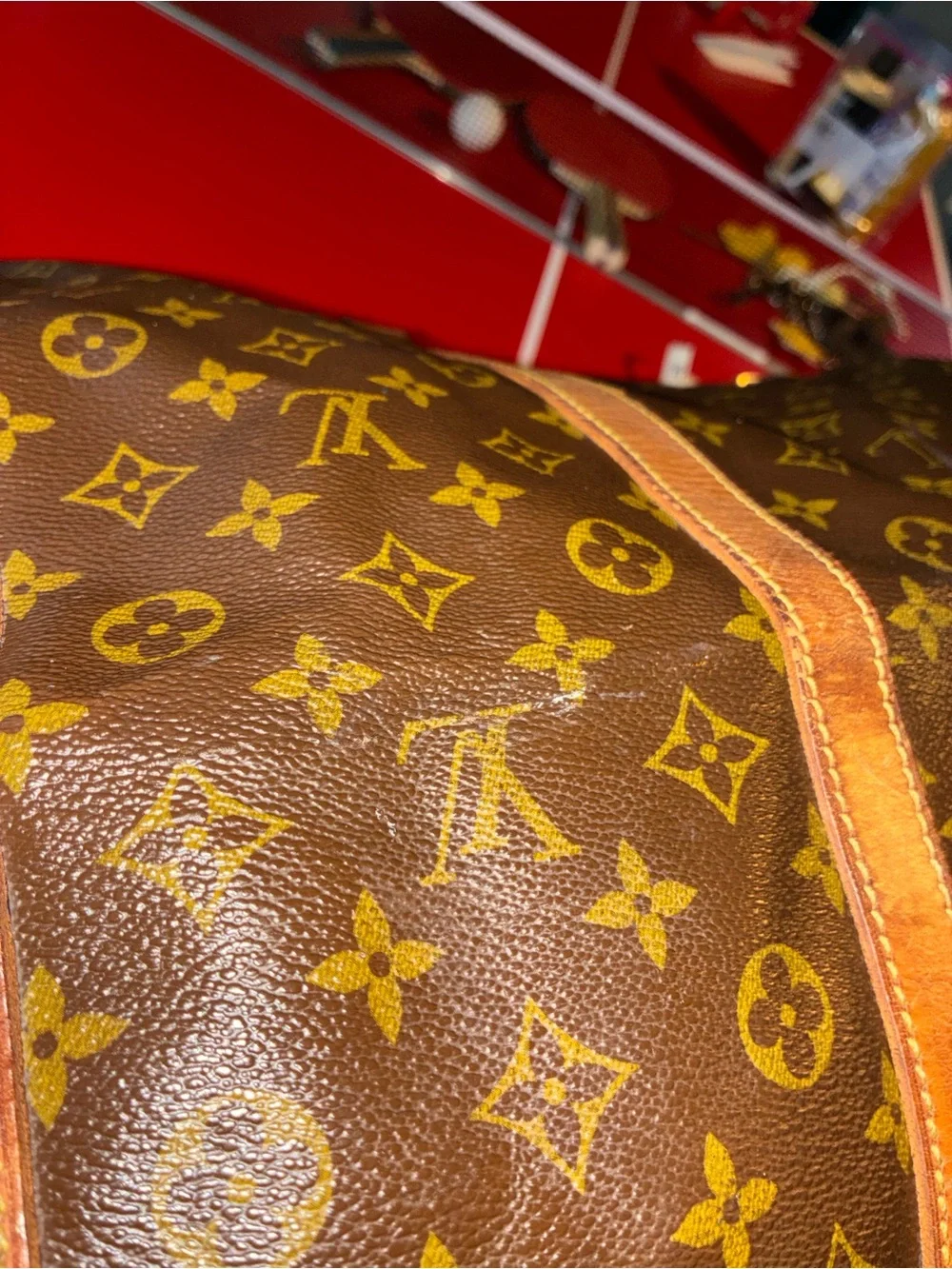 Louis Vuitton Brown Monogram Canvas Duffel Keepall 60 with dusty